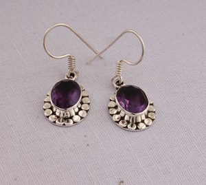 Pendientes Colgantes de Plata de Ley 925 con Amatista Natural, Hechos a Mano, Estilo Boho, Proveedor y Fabricante de Joyería - Product Image 4