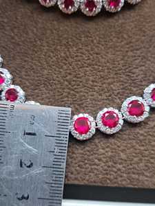 Vintage Hallmarked Sterling Silver <b>Ruby</b> Cluster Jewellery Suite Handmade Gemstone Jewelry Elegant Women Wholesale Export - Product Image 4