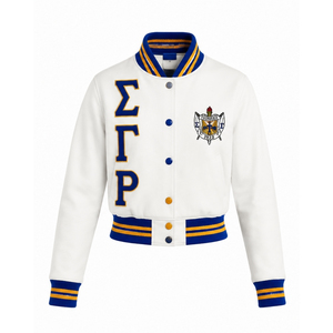 Veste Courte en Satin pour Femme Sigma Gamma Rho, Fermeture Éclair sur le Devant, Légère, Style Bomber Décontracté, Vêtement d'Extérieur Tendance pour Sororité, Tenue Personnalisée - Product Image 1