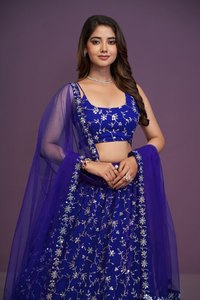 Wholesale Premium Georgette Semi Stitched Lehenga Choli Heavy Zari Sequence Embroidery with <b>Net</b> Dupatta - Product Image 3