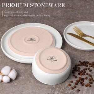 Set di Stoviglie in Ceramica Maculata da 12 Pezzi per 4 Persone, Piatti e Ciotole, Adatti a Microonde e Lavastoviglie - Product Image 3