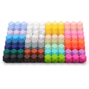 Perles carrées en <span class=keywords><strong>silicone</strong></span> de 14 mm et 17 mm, perles octogonales pour la dentition des bébés, pour la fabrication de stylos, porte-clés, colliers, bracelets et bijoux DIY - Product Image 4