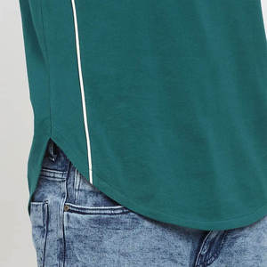 Camiseta Personalizada de Manga Corta Verde para Hombre, Corte Ajustado, Cuello Redondo, Tejido de Poliéster, Estilo Casual, Diseño con Ribete en Contraste - Product Image 5