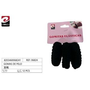 Gomme Elastiche Nere 12 Pezzi per Capelli Donna - Product Image 1