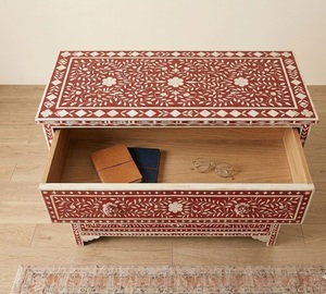 Mueble de Salón con Incrustaciones de Hueso, Cajones con Patrón Floral, Aparador, Armario de Almacenamiento, Muebles Personalizados para el Hogar - Product Image 4