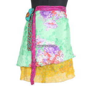 Designer Printed <b>Beach</b> <b>Wrap</b> Mini Skirt Ladies Fashion Apparel Boho Vintage Sari Mini Skirts Elastic Waist For Women And Girls - Product Image 3