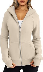 Sweat-shirt à capuche zippé pour femme, coupe classique, couleur unie, en coton et fibre de bambou tricotée, idéal pour l'automne - Product Image 5