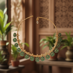 Antique Style Traditional Simple Gold Plated Copper Alloy Zircon Wedding Necklace and Earring Set - Product Image 3