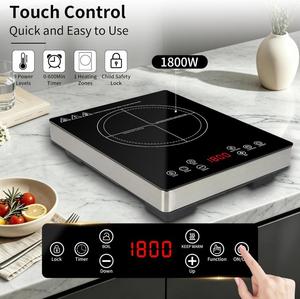 With child lock Induction Cooktop Single Burner 1800W Touch Control Stainless Steel Housing Toughened Panel Countertop <b>Stove</b> - Product Image 5