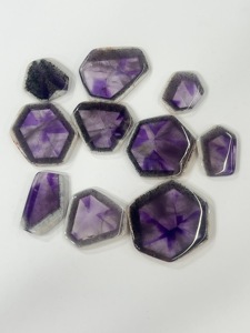 Lot de 10 cabochons en améthyste étoilée naturelle, 108g, vente en gros, fournisseur de pierres précieuses en vrac pour les acheteurs chinois - Product Image 1