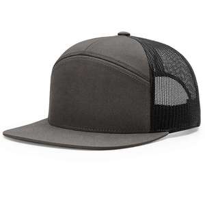Gorra Trucker de 7 Paneles de Perfil Alto con Frente Sin Costuras y Cierre a Presión, Malla Trasera, Logotipo Personalizado, Parche Bordado, Estilo Urbano, Venta al por Mayor para Hombre, DDP - Product Image 2