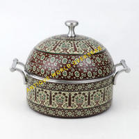 Couvercle de casserole/chaudière en acier inoxydable de 28 cm, isolé, antiadhésif, thermique, émaillé, motif floral, durable, moderne et minimaliste, de luxe