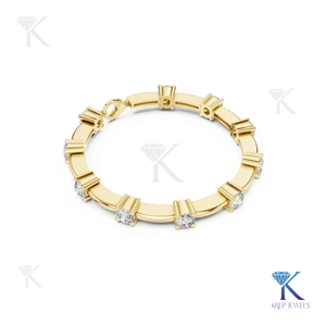 KRUP JEWELS KJB 50 5.10mm Lab Grown Round Brilliant Cut Diamond Station <b>Bracelet</b> 14K <b>Solid</b> Gold Unisex Luxury Jewelry - Product Image 5