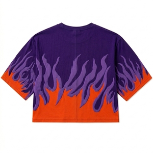 T-shirt décontracté pour homme, coupe ample et oversize, imprimé en relief, style streetwear, 100% coton, grammage lourd 240g, tricoté, motif graphique - Product Image 2