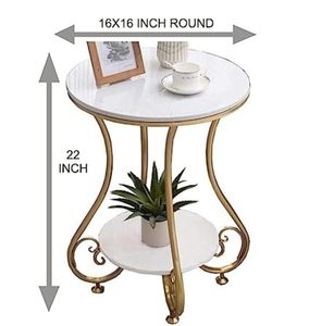 Mesa Auxiliar Redonda Multifuncional de Hierro y Metal para Sala de Estar, Dormitorio y Balcón - Product Image 6