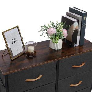 Cassettiera a 4 livelli con 8 cassetti in tessuto facili da aprire, struttura in metallo e piano in legno per la cameretta dei bambini - Product Image 4