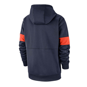 Sweat-shirt à capuche zippé pour homme, bleu marine, avec accents sur les manches, coupe classique, décontracté, en tissu molletonné français tricoté 100 % coton, idéal pour l'automne - Product Image 2