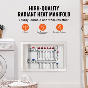 Componenti per Riscaldamento Domestico: Collettore PEX a 6 Vie in Acciaio Inox per Riscaldamento a Pavimento Radiante - Product Image 2