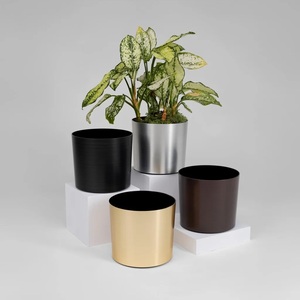 Support de plante en métal plaqué or de qualité supérieure avec pot noir pour la décoration intérieure - Product Image 5