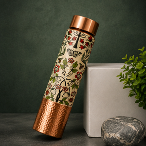 Vaisselle de voyage portable en cuivre émaillé imprimé motif papillon floral, édition premium, design traditionnel - Product Image 4