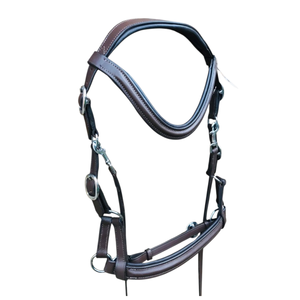 Bridon Cavesson Anglais ADIBA OVERSEAS de Haute Qualité avec Muserolle et Frontal Rembourrés, Boucles en Acier Inoxydable, Reins en Cuir, Logo Personnalisé, Taille Personnalisable - Product Image 1
