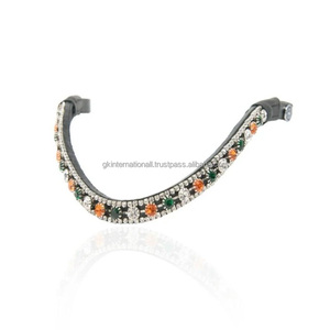 Diadema de Cuero Negro de Primera Calidad para Montar a Caballo, Excelente Relación Calidad-Precio con Acolchado Suave y Cristales para Equitación - Product Image 2