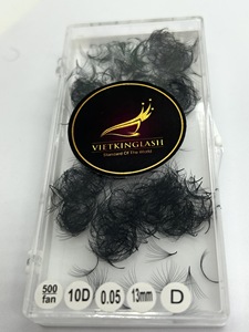 10D <b>Premade</b> Volume <b>Fans</b> Short Stem Cashmere Matte Black Synthetic Hair Eyelash Extensions Private Label - Product Image 4