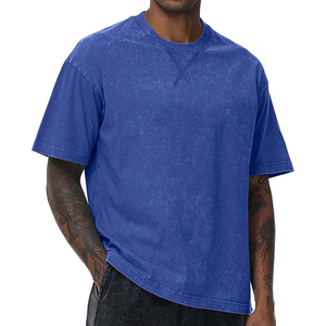 T-shirt pour homme imprimé sur mesure, fabriqué en usine, tendance, effet délavé, 100 % coton, léger, coupe ample - Product Image 1