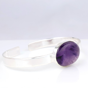 Natural Amethyst Gemstone <b>Bracelet</b> 925 Sterling <b>Silver</b> Plated Adjustable <b>Cuff</b> <b>Bracelet</b> for Women Handmade Jewelry For Women - Product Image 2