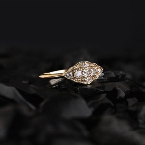 Vintage Princess Cut Lab Grown Diamond Ring Milgrain Halo Engagement Ring 14K Gold Antique <b>Bridal</b> Wedding Ring Wholesale - Product Image 2