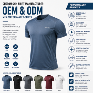เสื้อยืดออกกำลังกายผู้ชาย ผ้าซับเหงื่อ รับสกรีนโลโก้ตามแบบ |   เหมาะสำหรับการยกน้ำหนักและการฝึกซ้อม - Product Image 3