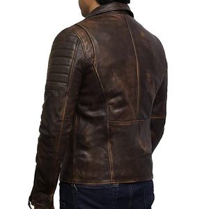 URBANGAZER Men's 100% Polyester Thick Moto Jacket Slim Fit <b>Covered</b> <b>Button</b> Closure Stand Collar Winter Biker Style Regular Sleeve - Product Image 4