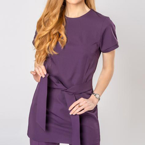 Túnica suave y elástica para mujer, uniforme de spa, salón de belleza, esteticista, masajista, uniforme de enfermera, ropa de trabajo con logo. - Product Image 4