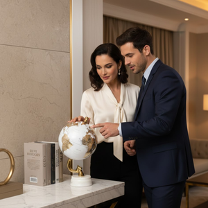 Globe terrestre décoratif en métal de grande taille |   Carte géographique détaillée |   Base noire solide |   Aide à l'étude pour les étudiants et décoration de bureau élégante - Product Image 2