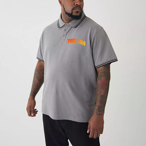 Camiseta polo OEM para hombre, corte holgado, informal, para verano, 100% algodón, logotipo impreso digitalmente, diseño de bloques de color personalizados. - Product Image 1