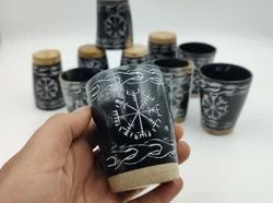 Verre à shot rustique en corne de buffle authentique, haute qualité, modèle 2026, très vendu, écologique, artisanal, sculpté à la main, Koi - Product Image 2