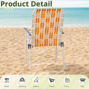 Sedie da campeggio pieghevoli con struttura a rete arancioni e bianche # # # # Portatile # # # # Per Esterni e Bordo Piscina - Product Image 4