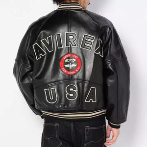 OEM Custom Logo High Quality <b>Baseball</b> Leather <b>Jacket</b> Customized Leather Bomber Letterman <b>Men</b> Zip up Varsity <b>Jacket</b> - Product Image 4