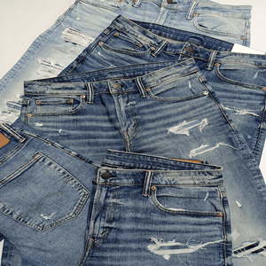 Lot de surplus de stock du Bangladesh, vente en gros de jeans décontractés de marque, coupe droite, hiver, style hip-hop, boutonnés, foncés/clairs - Product Image 1