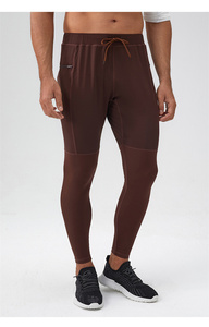 Men's Quick-Drying Sweat-Wicking Spandex/Nylon <b>Yoga</b> Fitness <b>Pants</b> Solid Pattern Calf Tights Elastic Waist Zipper Flap <b>Pocket</b> - Product Image 5