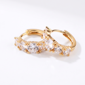 Pendientes de Aro al por Mayor de Oro Sólido de 14K con Diamantes Cultivados en Laboratorio, Pendientes de Aro de Moda para Mujer, Pequeños y Delicados de Lujo Ligero - Product Image 2