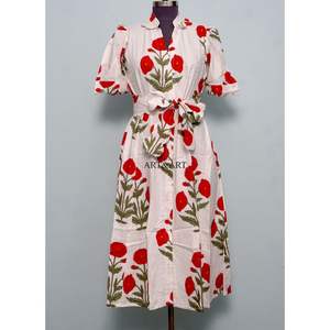 เดรสผ้าฝ้ายคุณภาพพรีเมียมสำหรับฤดูร้อน สไตล์หวานๆ สบายๆ สำหรับผู้หญิง ดีไซน์ตะวันตก ทรงเอไลน์ ความยาวปานกลาง เป็นมิตรกับสิ่งแวดล้อม - Product Image 1