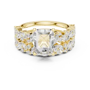 Ornate Vintage 2ct Radiant Cut Lab Grown Diamond Engagement <b>Ring</b> 18K Solid Gold IGI Certified Marquise Cluster <b>Split</b> Shank - Product Image 1