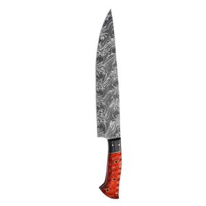 Ahmad Fabric Custom Handmade 13-Inch Damascus Steel Chef <b>Knife</b> with Leather Sheath Beautiful Handle Customizable Supported - Product Image 2