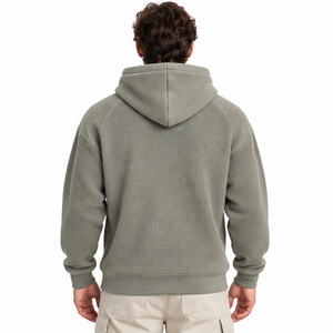 Mens Waffle Knit Hoodie Pullover <b>Long</b> Sleeve Thermal Casual Winter Streetwear Custom Hooded <b>Sweatshirt</b> Wholesale Sportswear - Product Image 6