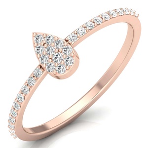 แหวนหมั้นเพชรกลมแบบวินเทจแหวนแต่งงานสำหรับผู้หญิง10K 18K ชุบทองในห้องปฏิบัติการ - Product Image 3