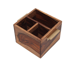Artisan Wooden Cutlery Holder <b>Caddy</b> with Divided Compartments for Organized Table Service - Product Image 2