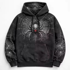 เสื้อฮู้ดดี้ปักลายสไปเดอร์แมน ผ้าฝ้ายฟลีซ 100% สำหรับฤดูหนาว 400+ GSM ทรงปกติ บุซับใน สีแดงล้วน ยูนิเซ็กส์ เป็นมิตรกับสิ่งแวดล้อม - Product Image 3