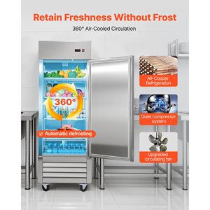 Frigorifero Commerciale Verticale in Acciaio Inox da 29 Pollici con Porta Singola, 22 Cu.Ft, Sbrinamento Automatico - Product Image 2