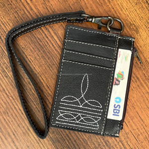 Nuevo patrón de punto de bota de moda para mujer, tarjetero de cuero genuino personalizado para negocios, billetera de identificación con cremallera, monedero - Product Image 3